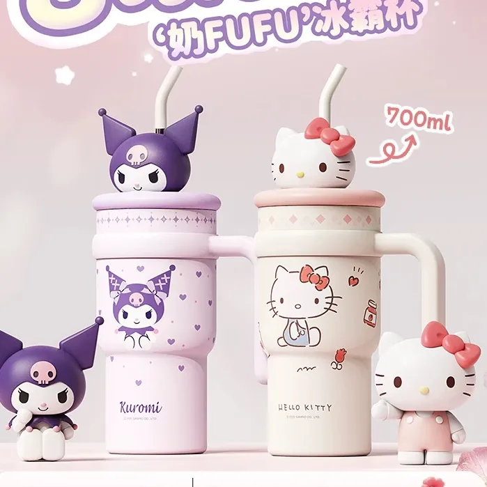 Hellokitty冰霸杯大容量保温杯女生高颜值夏天车载保冷吸管水杯子
