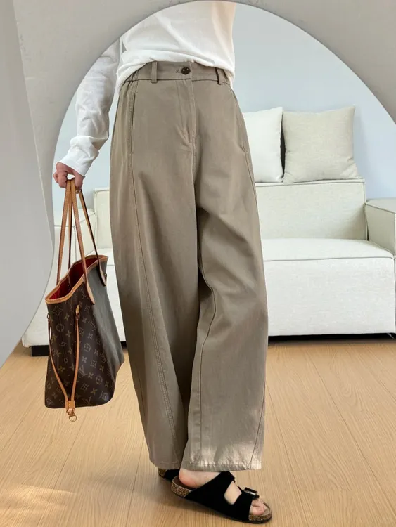日系休闲直筒裤女大码秋季2025新款胖妹妹mm宽松显瘦工装阔腿裤子
