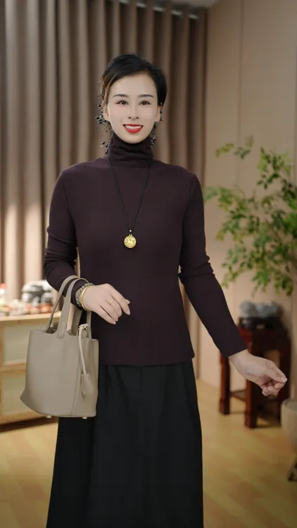 冬季双面绒澳绒高领打底衫精品保暖内搭长袖女纯色时尚百搭