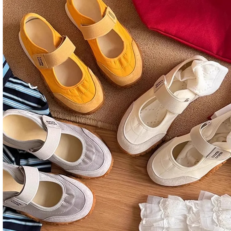 【万达撤柜】韩式百搭休闲运动单鞋女魔术贴厚底圆头通勤玛丽珍鞋