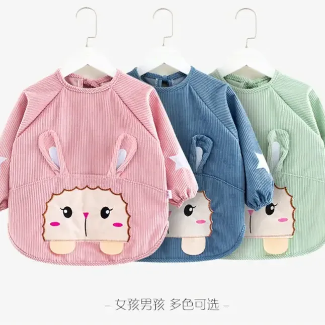 宝宝罩衣女宝幼儿防脏饭兜秋冬季儿童反穿衣防水吃饭护衣婴儿兜s