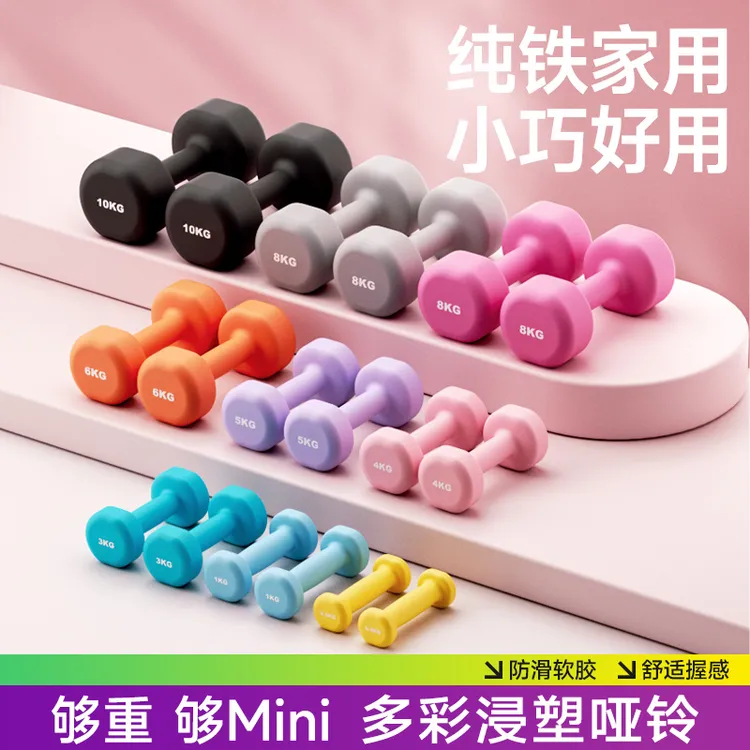 力克纯铁小哑铃女士健身专业健身器材升级实心多彩小哑铃锻炼手臂