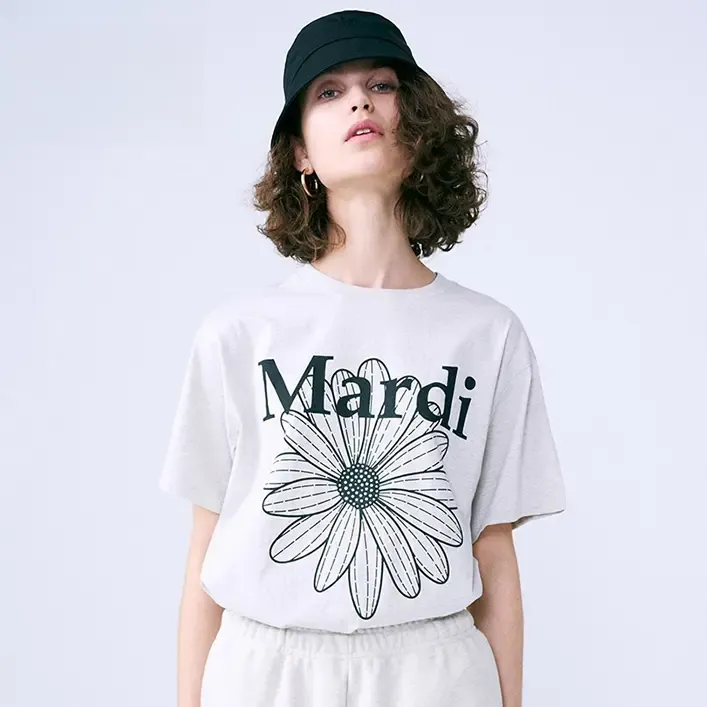 【MardiMercredi】小雏菊印花黑粉短袖时尚高级百搭春款J