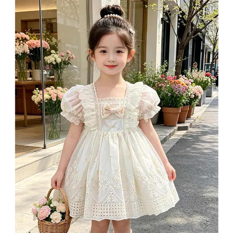 女童法式洛丽塔公主裙2026夏季周岁礼服小童女宝宝洋气短袖连衣裙