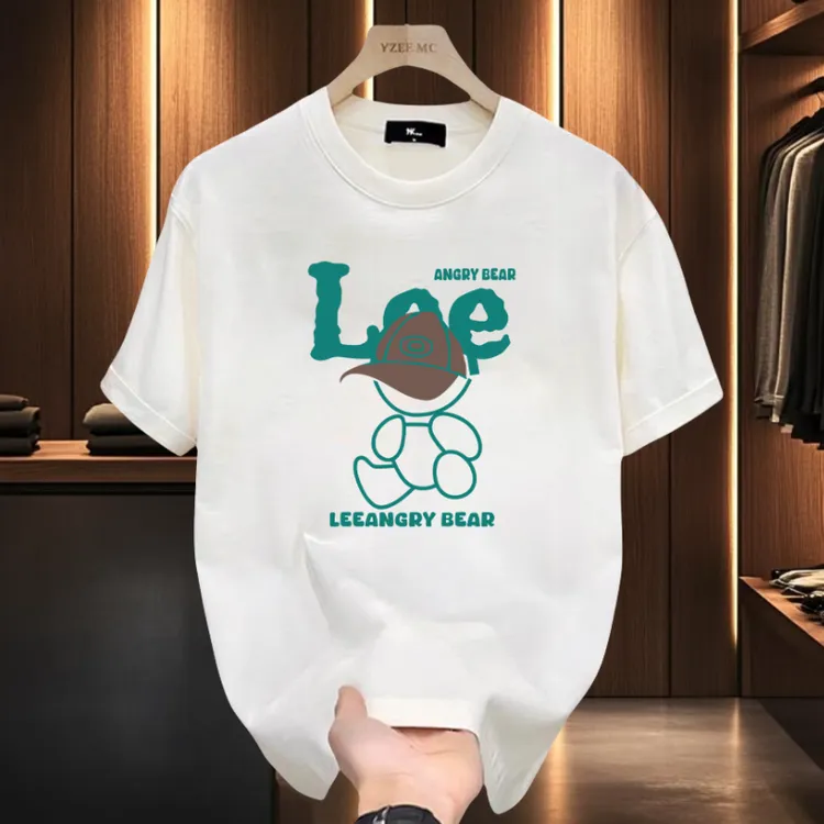 LE帽子熊 痞帅重磅短袖T恤青年百搭款夏季ins潮牌印花男士圆领