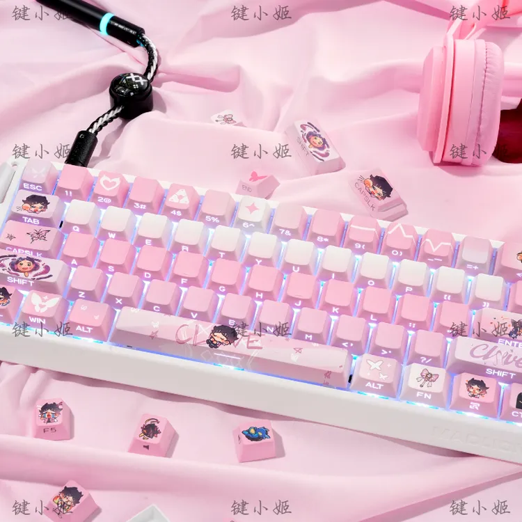 暮蝶键帽极光碎云闪原创可爱键帽原厂高度侧刻透光适配磁轴键盘等