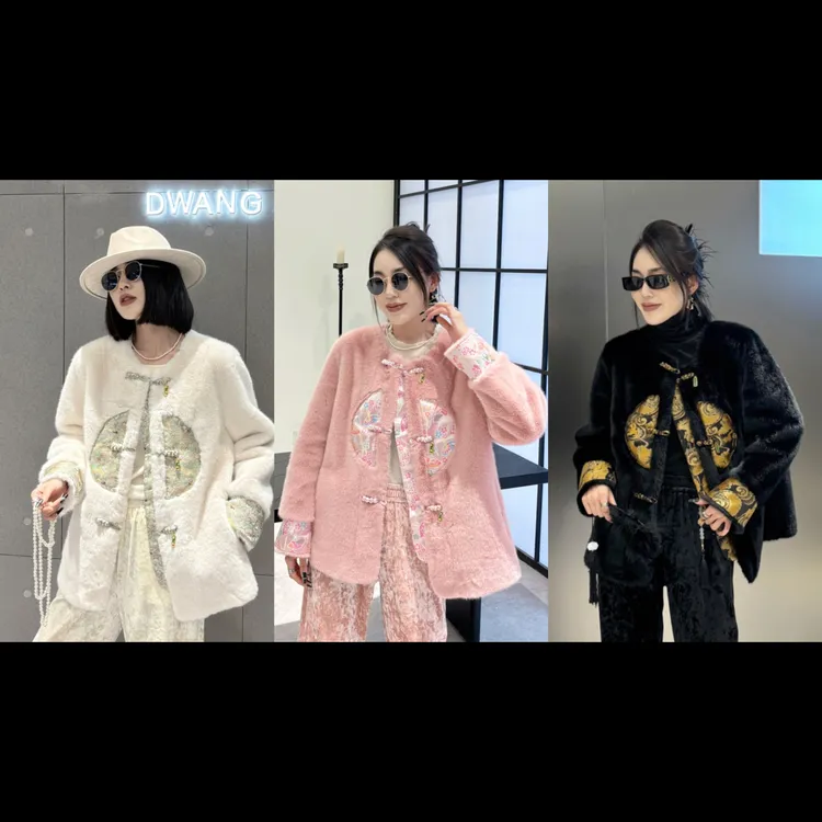 上新价～深圳24000-1新中式国风大码宽松加厚毛毛保暖外套气质大衣