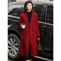JIRUIMAN/吉瑞曼新款高端气质双面呢女式中长款休闲毛呢外套S049