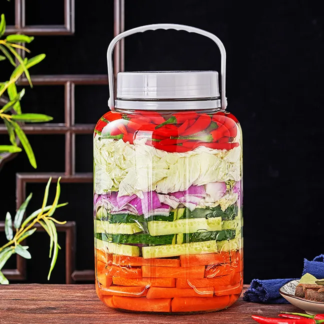 10斤加厚玻璃泡菜坛腌菜缸带盖密封四川泡菜罐五谷杂粮收纳罐