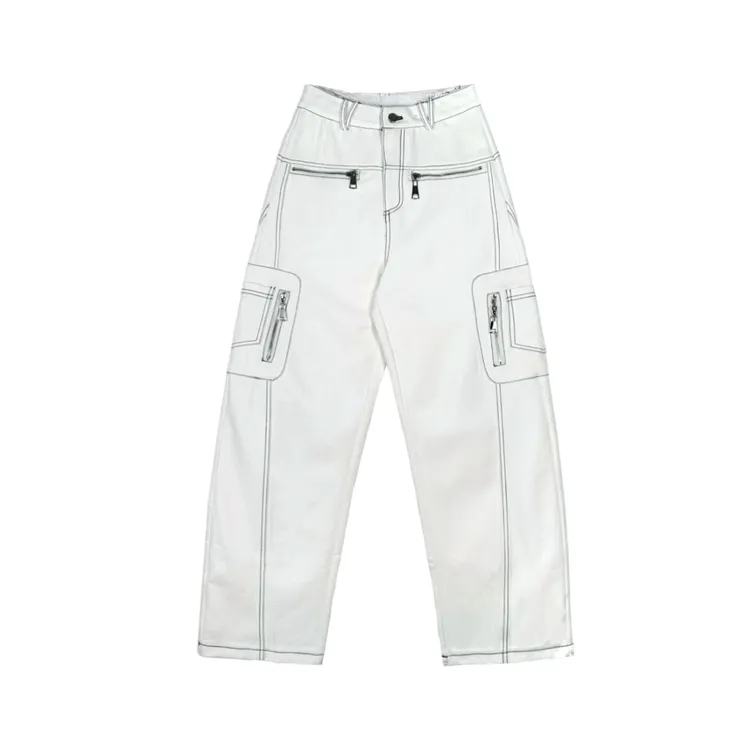 【灿灿专属】2025新款时尚美式白色牛仔弯刀裤-1088