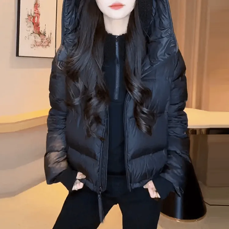 欧货轻薄连帽棉服女冬季高级感宽松慵懒加厚保暖短款棉衣袄子外套