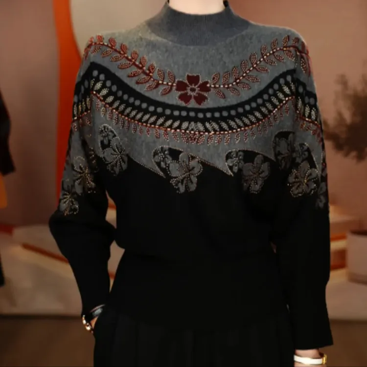 冬季高档百搭减龄显瘦新款打底针织衫中老年韩版休闲时尚潮流毛衣