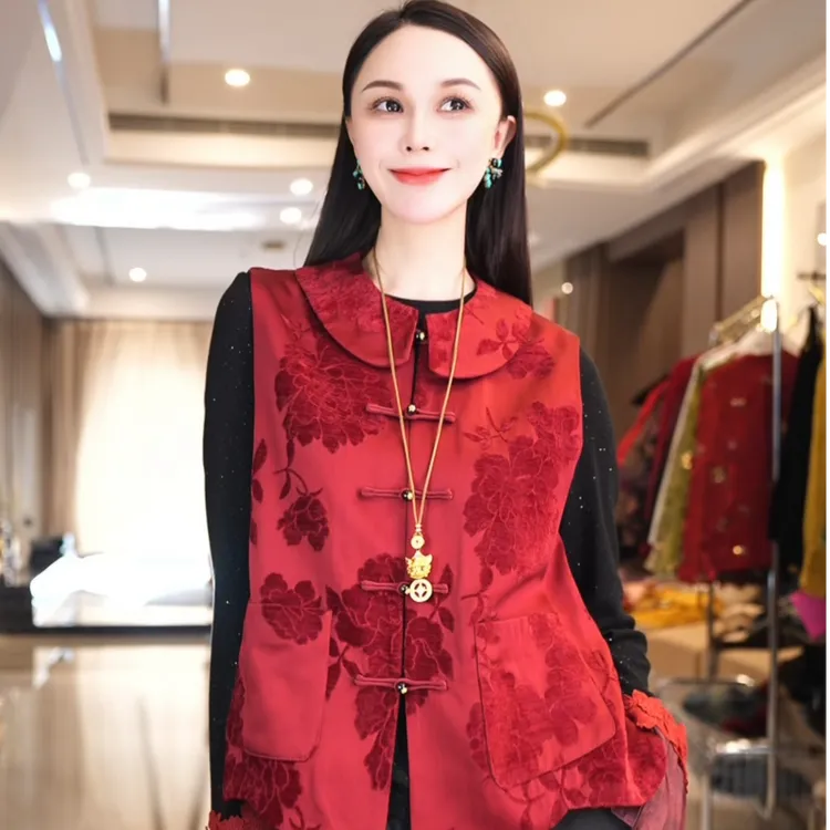 飞儿【丹影凝香】2026春季新款国风轻奢设计感马夹