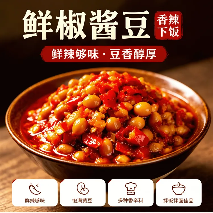 鲜椒酱豆河南特产夹馍拌饭拌面拌菜下饭酱辣椒酱