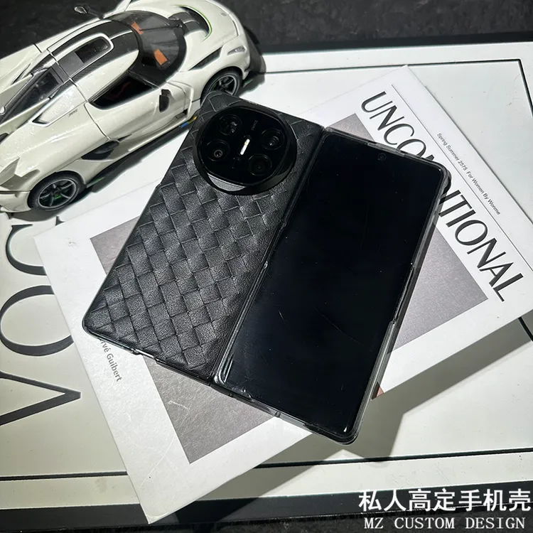 适用华为matex6手机壳头层牛皮BV真编织手工定制防摔防磨保护套