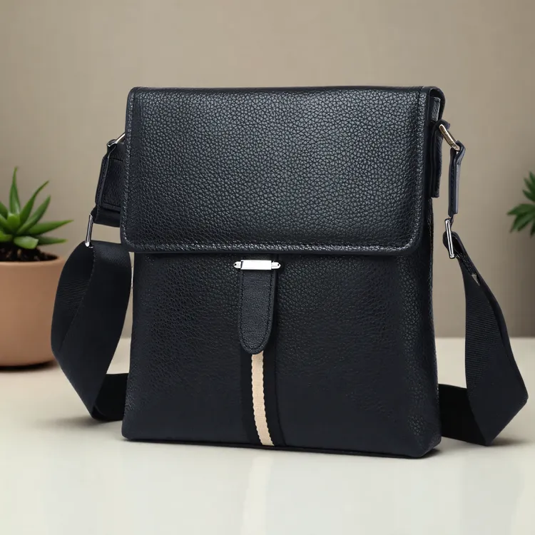 男士真皮单肩包商务简约竖款斜挎包多功能时尚休闲潮流背包通勤风