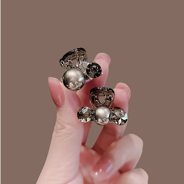 2025年新款高级感水钻珍珠公主头时尚百搭小抓夹侧边碎发刘海夹女