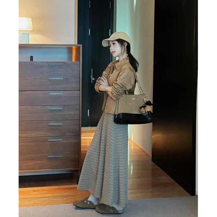YPP！【慵懒片刻】条纹时髦穿搭 超软定织条纹吊带连衣裙