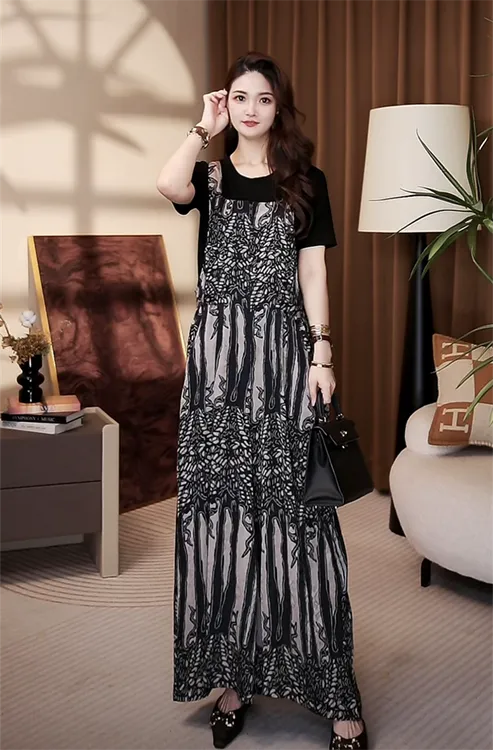 高端品质[如虎添翼]新款减龄青春时尚休闲背带裤大码气质套装1098