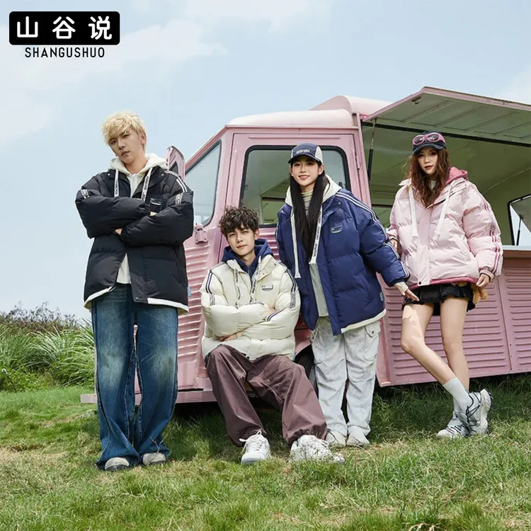 新款美式男女秋冬季连帽假两件加厚外套男夹克外套百搭舒适街潮流