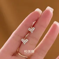 恒美娜 925银莫桑石耳饰 星晴耳扣经典日常时尚心形耳坠精致小巧