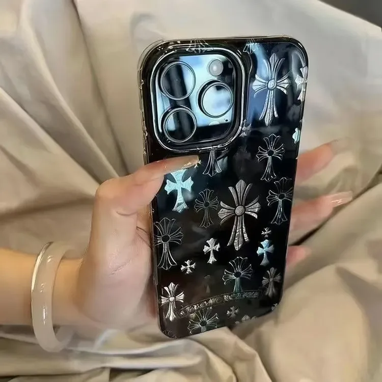 克罗心十字架适用苹果17Promax手机壳iPhone16冰川纹15创意14防摔