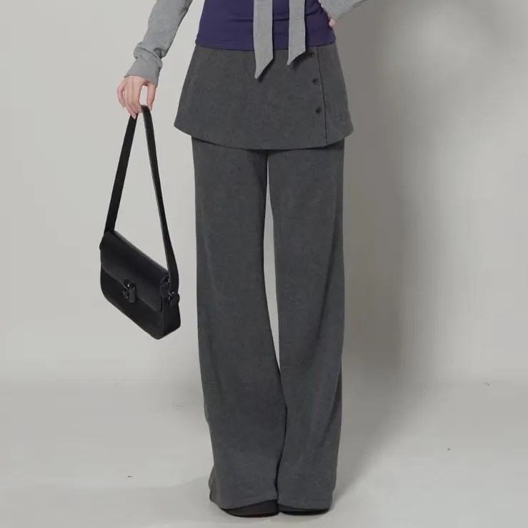 三福 冬季韩系设计师款屁帘裤加厚垂感百搭显瘦休闲裤518156