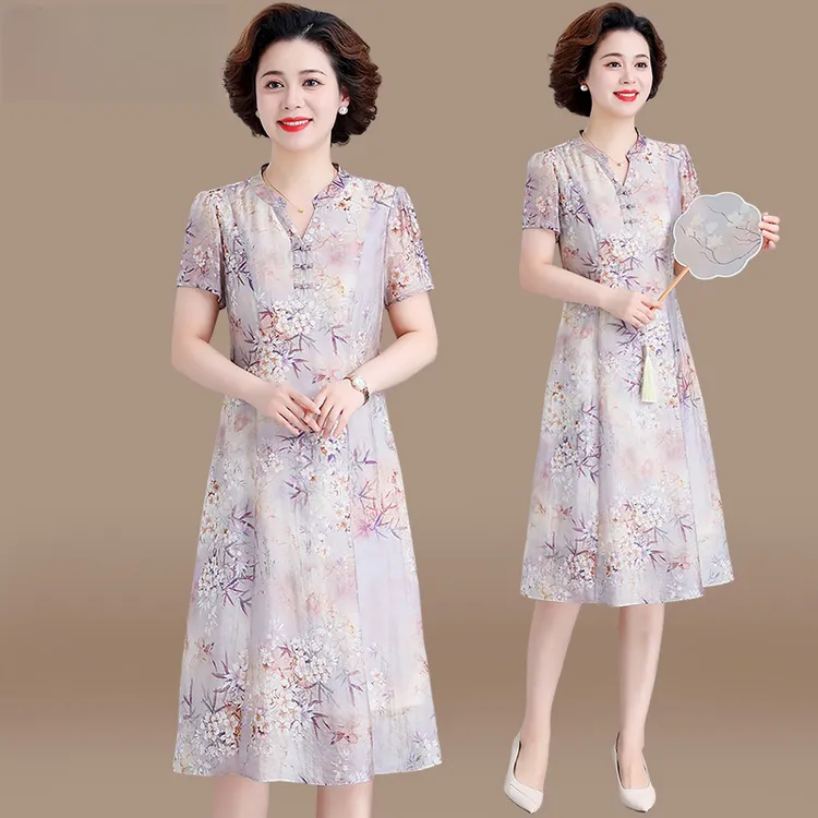 妈妈装夏装连衣裙2025新款洋气中老年女装夏季旗袍气质新中式裙子