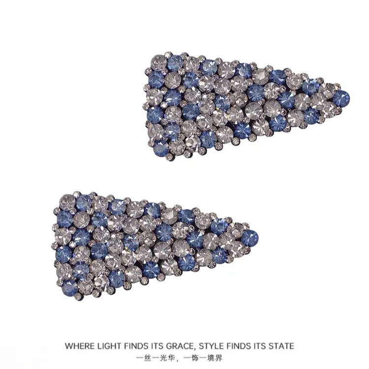 韩国新款7cm三角形捷克钻边夹网红侧边夹简约气质BB夹百搭刘海夹