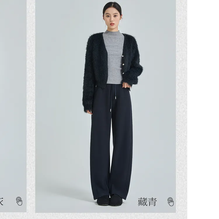 秋冬加绒加厚时尚休闲弯刀直筒裤姐妹裤
