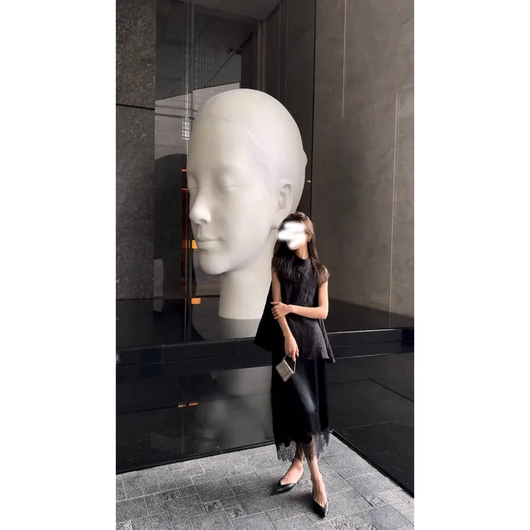 夏季新款时尚慵懒老钱风穿搭松弛感无袖上衣蕾丝拼接半身裙子套装