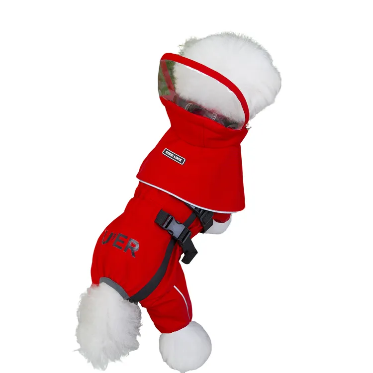 薄款防风防水四季小型宠物冲锋衣狗狗雨衣四脚防水比熊小狗泰迪