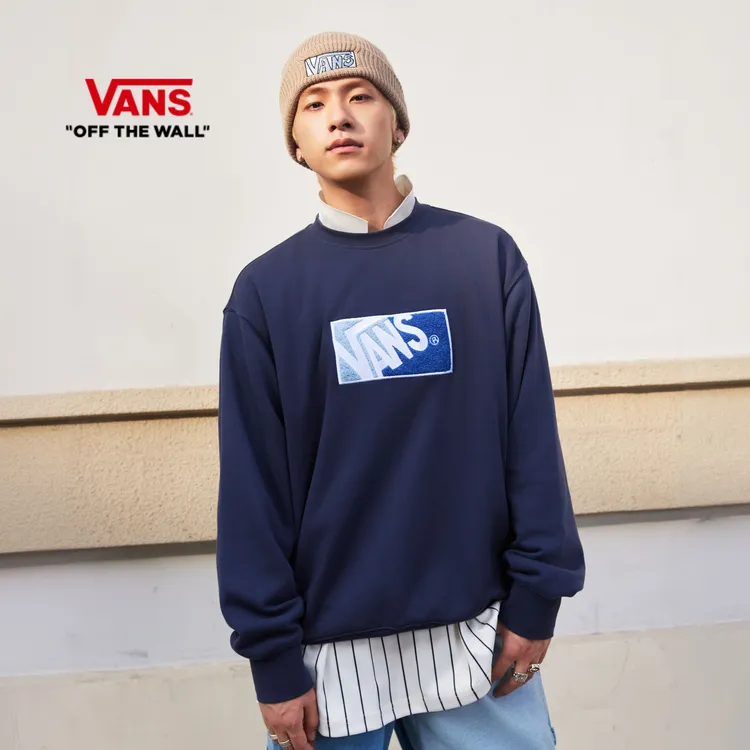 【流光风】Vans范斯官方 男女情侣套头圆领午夜蓝舒适卫衣P8CJDU