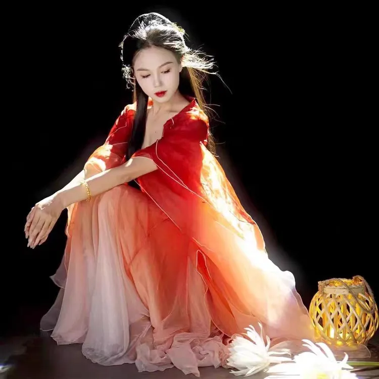 2025年新款古典舞蹈服锦鲤神话古风系列锦鲤齐胸大袖仙气套装春夏
