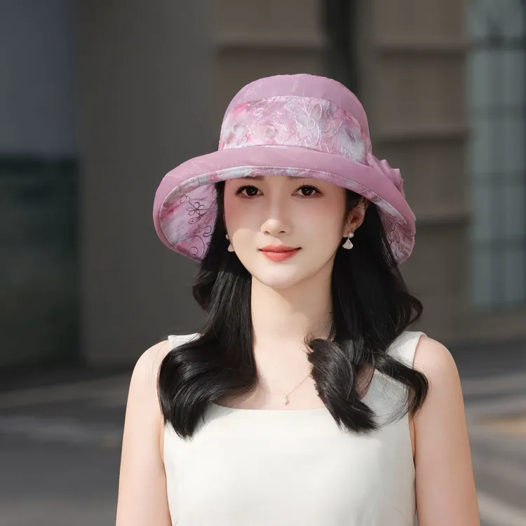 帽子女春夏薄款遮阳帽透气渔夫帽时尚盆帽妈妈凉帽出游防晒太阳帽