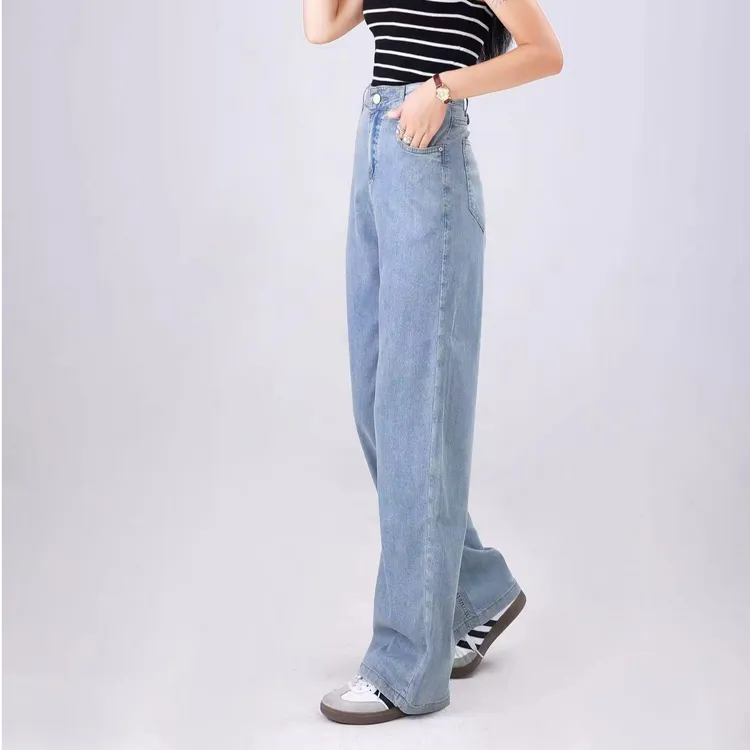 夏季轻薄款牛仔阔腿裤显瘦百搭休闲