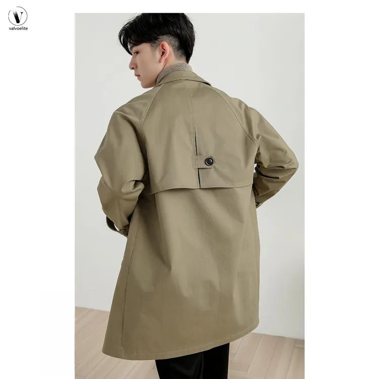 VALVOELITE男春秋宽松时尚休闲多用途春季外衣翻领风衣中长款潮流