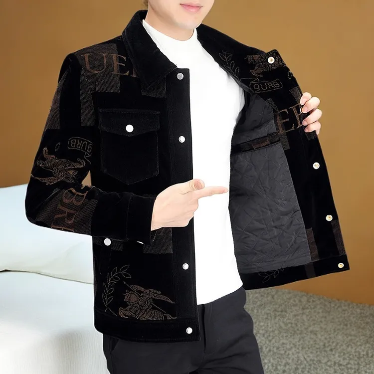 夹克衣男款2025新款爆款秋冬季青年休闲潮流时尚加棉男士外套衣服