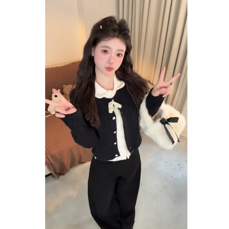 流行一整套2026春季新款时尚甜美减龄超好看上衣开衫裤子三件套