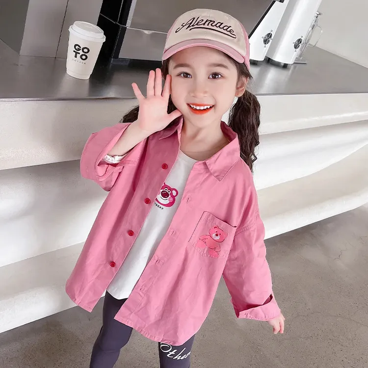 女童衬衫2025春秋新款小女孩宝宝春款长袖儿童薄款春装衬衣外套潮