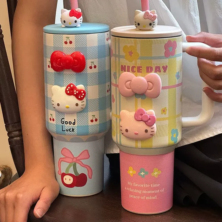 hellokitty水杯凯蒂猫吸管杯子保温杯生日礼物女生送闺蜜实用的大
