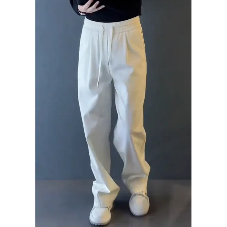 2025秋冬新款休闲裤男装阔腿堆堆裤男商务休闲裤加绒加厚潮男裤子