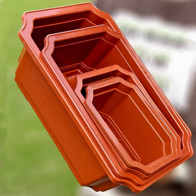 加厚长方形塑料复古花盆清仓仿陶瓷苗木盆育苗方形耐用养花种菜盆