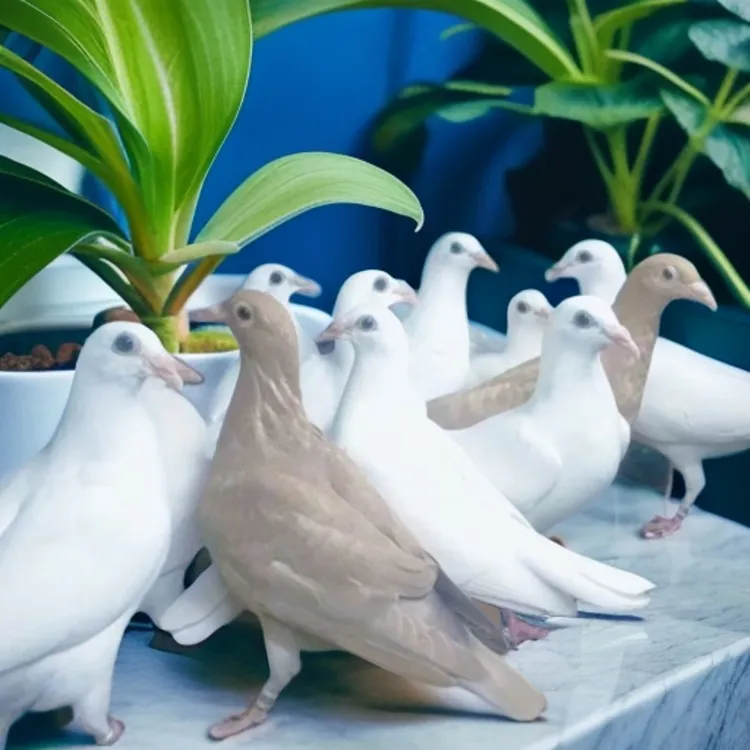 沙眼白信幼鸽一对，鸽子粮