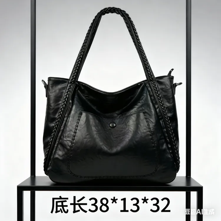 【辫子包黑】2025新款斜挎包头层牛皮单肩包大容量托特女包FG100