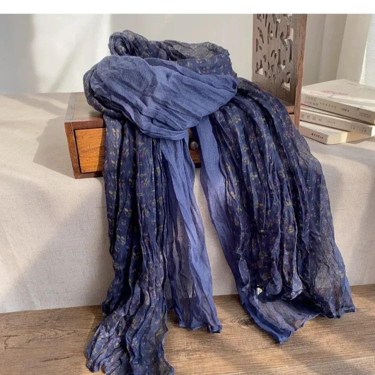 小碎花拼色冬季保暖围巾拼色旅游拍照休闲民族风围巾护颈薄款围脖