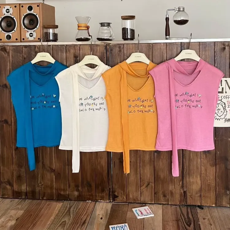 设计感小众字母印花短袖t恤女2025夏季新款韩系时尚修身正肩上衣