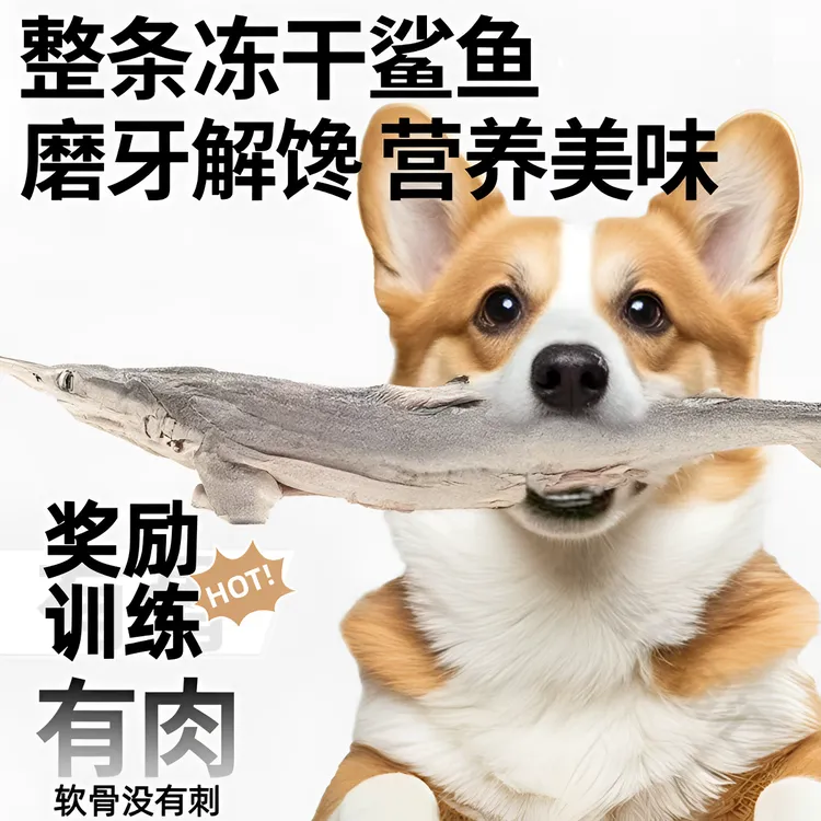 鲨鱼冻干狗狗训练磨牙棒补钙长肉互动耐咬洁齿小鱼干营养奖励零食