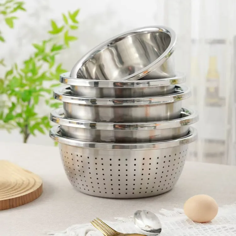 【新疆西藏包邮】食品级不锈钢盆五件套