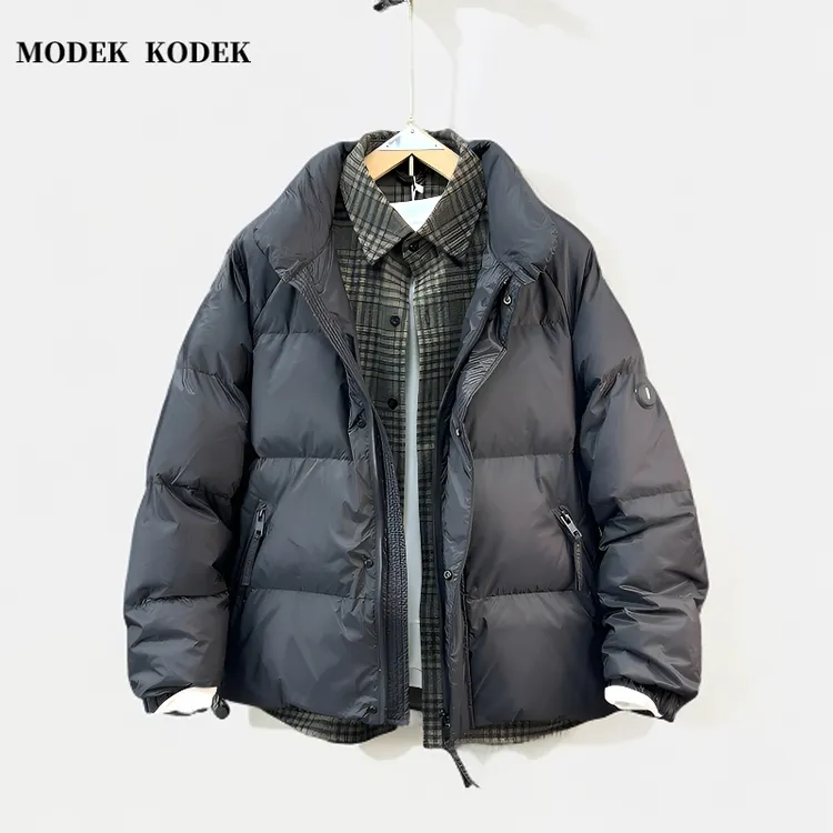 MODEK KODEK高品质潮牌男假两件羽绒服冬季时尚百搭加厚保暖外套